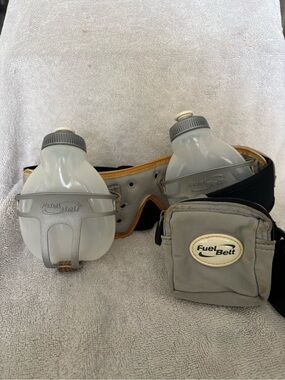 FuelBelt Hydration Running Belt w/ 2 Bottles, Zipper Pocket, Black/Gray